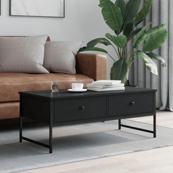vidaXL Coffee Table Black 101x49x39.5 cm Engineered Wood