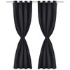vidaXL Blackout Curtains 2 pcs with Metal Eyelets 135x175 cm Black