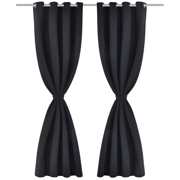 vidaXL Blackout Curtains 2 pcs with Metal Eyelets 135x175 cm Black