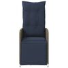 vidaXL Reclining Garden Chair with Cushions Grey Poly Rattan