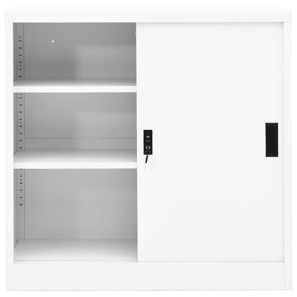 vidaXL Office Cabinet with Sliding Door White 90x40x90 cm Steel