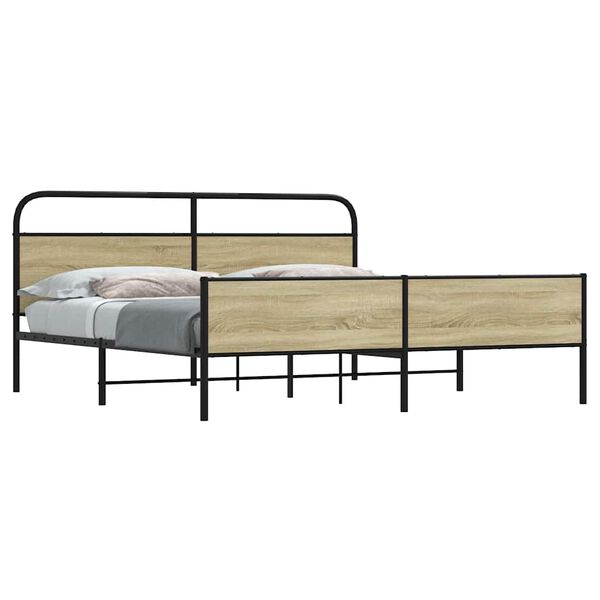 vidaXL Metal Bed Frame without Mattress Sonoma Oak 200x200 cm