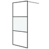 vidaXL Walk-in Shower Wall Black 90x195 cm Half Frosted ESG Glass
