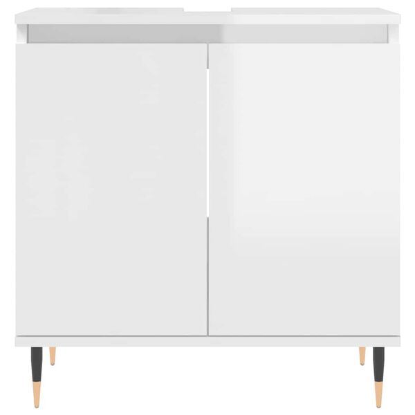 vidaXL Bathroom Cabinet High Gloss White 58x33x60 cm Engineered Wood