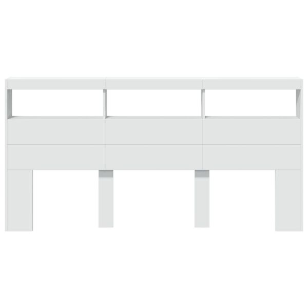 vidaXL Headboard Cabinet with LED White 200x17x102 cm