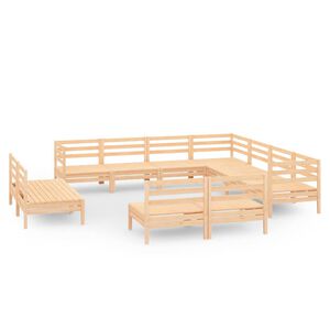 vidaXL 11 Piece Garden Lounge Set Solid Wood Pine