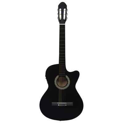 vidaXL 12 Piece Western Guitar Set with Equalizer and 6 Strings Black