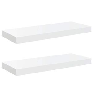 vidaXL Floating Wall Shelves 2 pcs High Gloss White 60x23.5x3.8 cm MDF