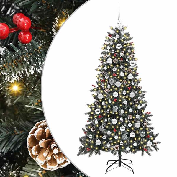 vidaXL Artificial Christmas Tree with 300 LEDs with Stand Green 180 cm
