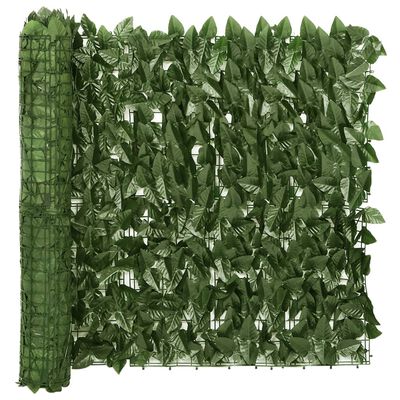 vidaXL Balcony Screen with Dark Green Leaves 500x75 cm