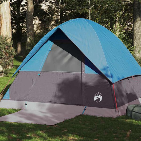 vidaXL Camping Tent Dome 4-Person Blue Waterproof