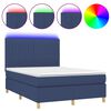 vidaXL Box Spring Bed with Mattress&LED Blue 140x200 cm Fabric