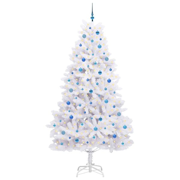 vidaXL Artificial Hinged Christmas Tree White 240 cm PVC and Steel