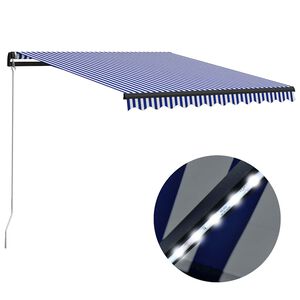 vidaXL Retractable Awning | Blue and White, Grey