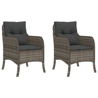 vidaXL Garden Chairs with Cushions 2 pcs Grey Poly Rattan