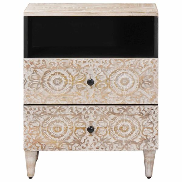 vidaXL Bed cabinet with Drawer White 50 x 33 x 60 cm Solid Mango Wood