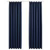 vidaXL Blackout Curtains with Hooks 2 pcs Blue 140x245 cm