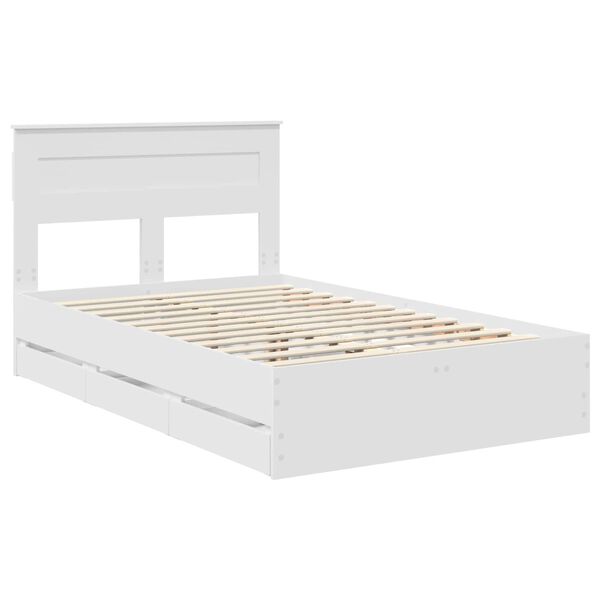 vidaXL Bed Frame with Drawer White 120 x 200 cm Engineer Wood