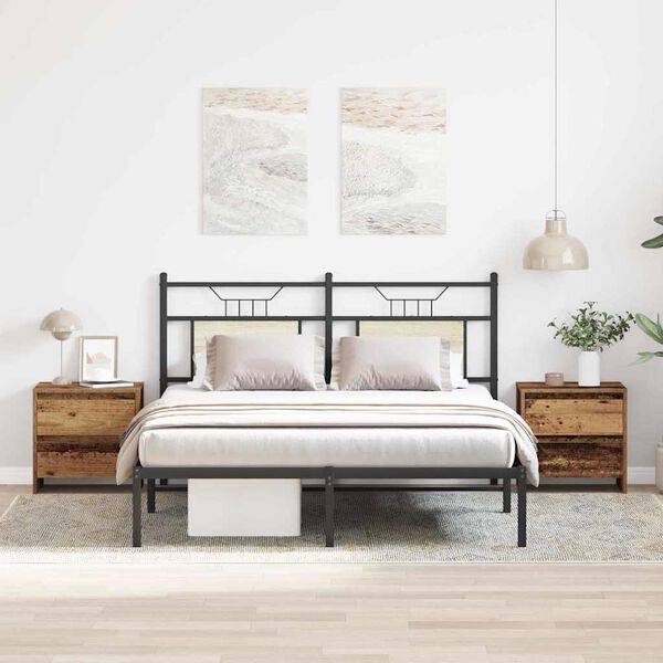 vidaXL Bedside Cabinet with Drawer 2 pcs Old Wood 45 x 34 x 44.5 cm