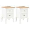 vidaXL Bedside Cabinet | Set of 2 | White, natural wood