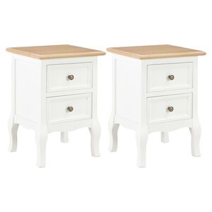 vidaXL Bedside Cabinet | Set of 2 | White, natural wood