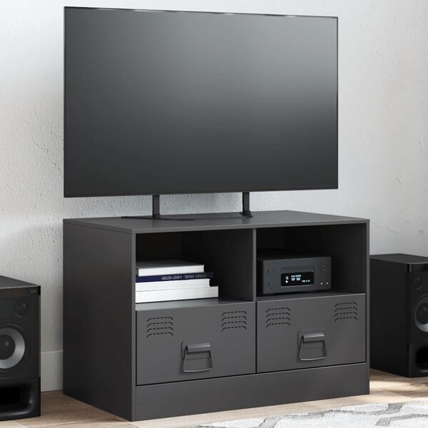 vidaXL TV Cabinet Black 67x39x44 cm Steel