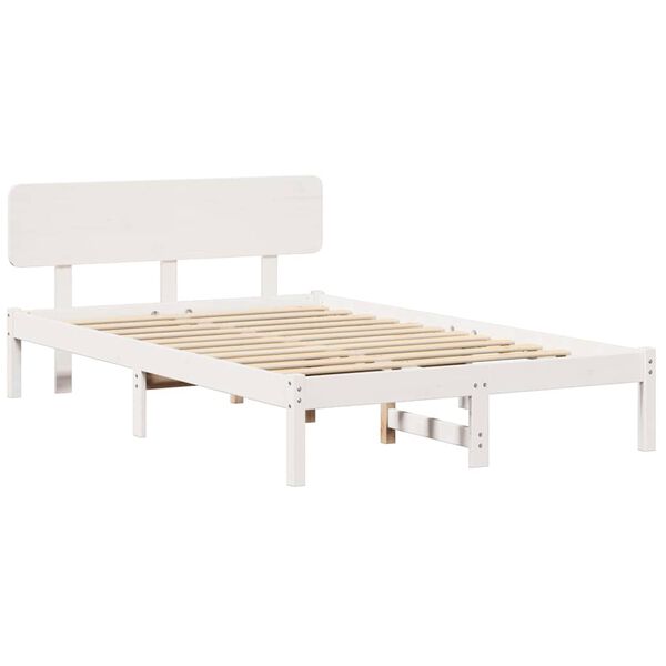 vidaXL Bed Frame with Headboard White 120 x 200 cm Solid Pine Wood