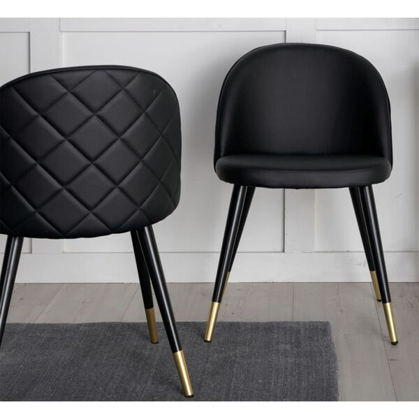 Venture Home Dining Chairs 2 pcs Velvet Leather-look Black and Brass
