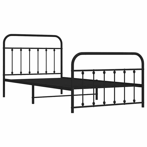vidaXL Metal Bed Frame without Mattress with Footboard Black 100x200cm