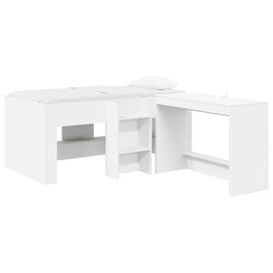 vidaXL Kids'High Bed Frame with Desk White 80 x 160 cm