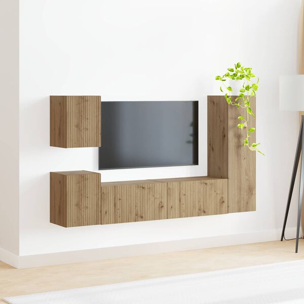 vidaXL TV Cabinet Set Wall-mounted 4 pcs Artisan Oak Engineered Wood