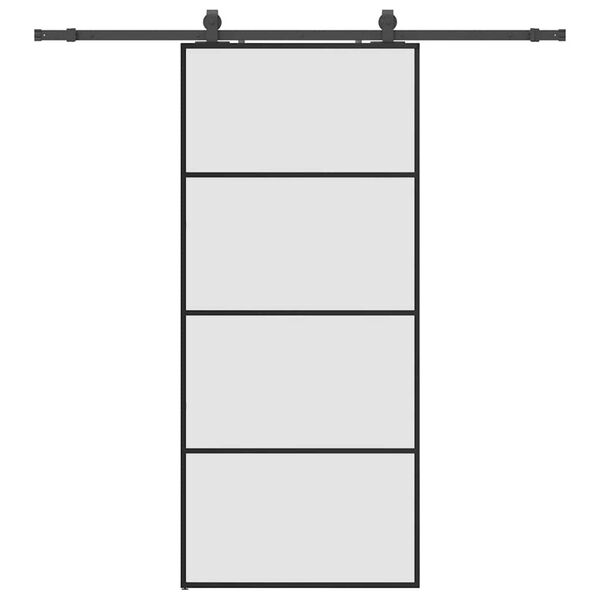 vidaXL Sliding Door with Hardware Set Black 90x205 cm ESG Glass