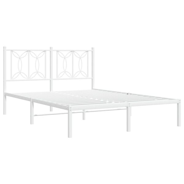 vidaXL Metal Bed Frame without Mattress with Headboard White 140x200cm