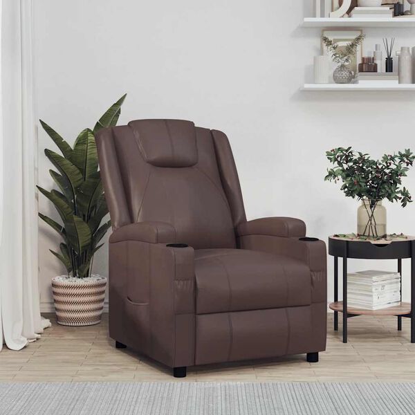 vidaXL Recliner Chair Brown Faux Leather