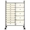 vidaXL XXL 15-Drawer Mobile Storage Trolley White Plastic
