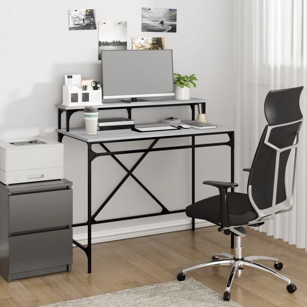 vidaXL Desk Grey Sonoma 100x50x90 cm Engineered Wood and Iron