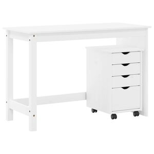vidaXL Desk Cabinet Set 2 pcs White Solid Pine Wood