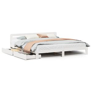 vidaXL Bed Frame without Mattress White 200x200 cm Solid Wood Pine