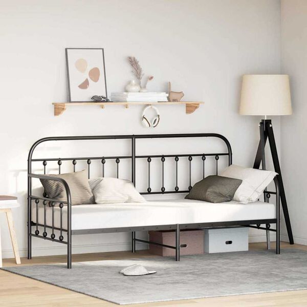 vidaXL Daybed Frame with Headboard Black 80 x 200 cm Steel