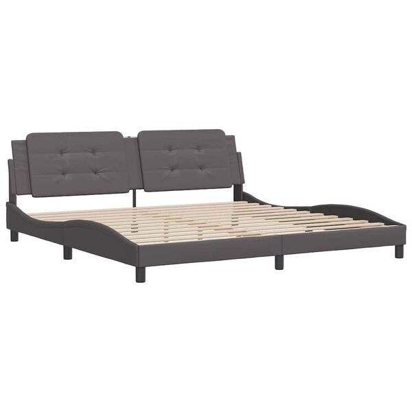 vidaXL Bed Frame without Mattress "Zadar" Grey 200x200 cm Faux Leather