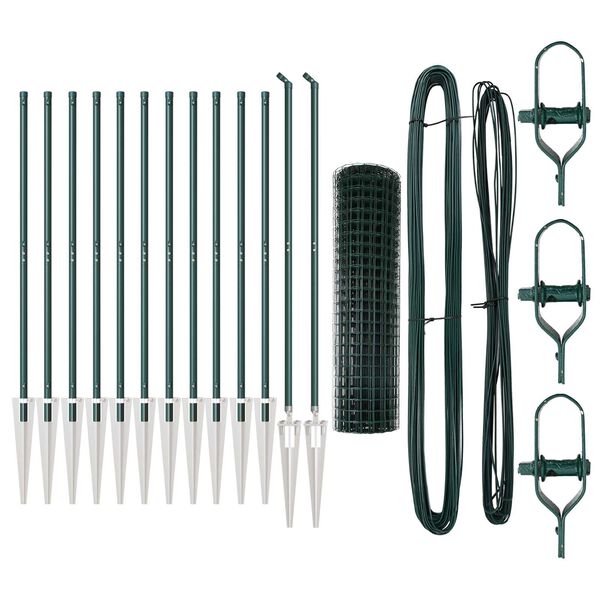 vidaXL Fence with Post Green 1.2 x 25 m Steel and PVC