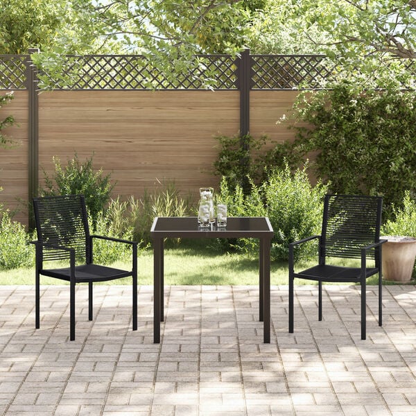 vidaXL Garden Dining Set 3 pcs Black PVC rattan