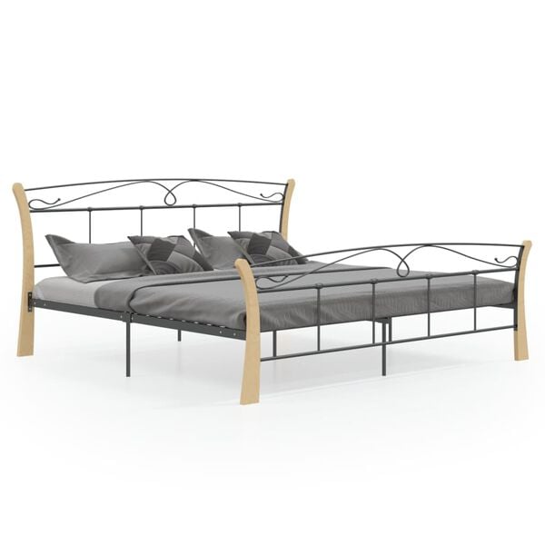 vidaXL Bed Frame without Mattress Black Metal 200x200 cm