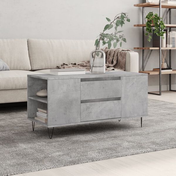 vidaXL Coffee Table Concrete Grey 102x44.5x50 cm Engineered Wood