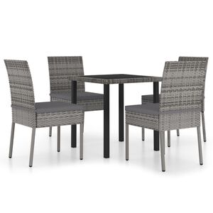 vidaXL 5 Piece Outdoor Dining Set with Cushions Poly Rattan Grey