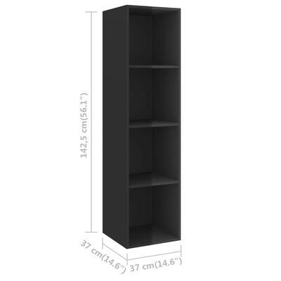 vidaXL Wall-mounted TV Cabinets 4 pcs High Gloss Black Engineered Wood
