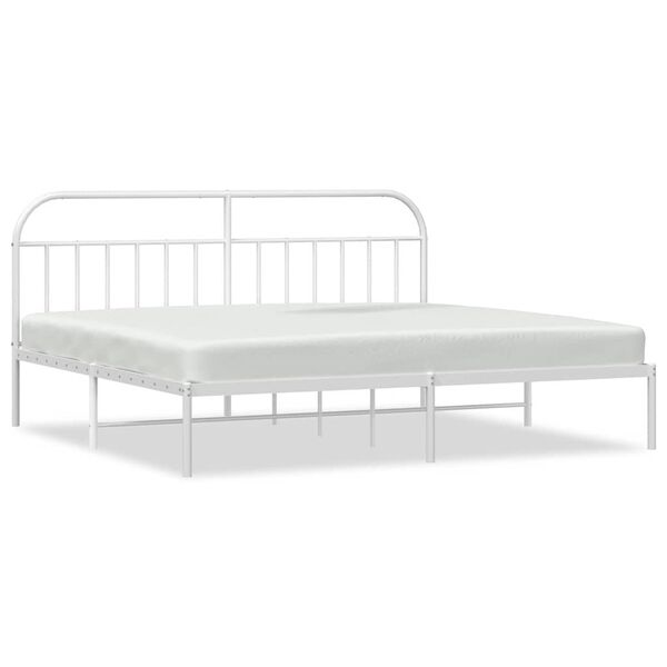 vidaXL Metal Bed Frame without Mattress with Headboard White 193x203cm