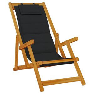 vidaXL Beach Chair with Cushion Folding 2 pcs Brown Solid Acacia Wood
