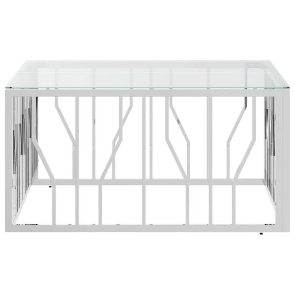 vidaXL Coffee Table 80x80x40 cm Stainless Steel and Glass