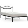 vidaXL Metal Bed Frame without Mattress with Headboard Black 100x200cm